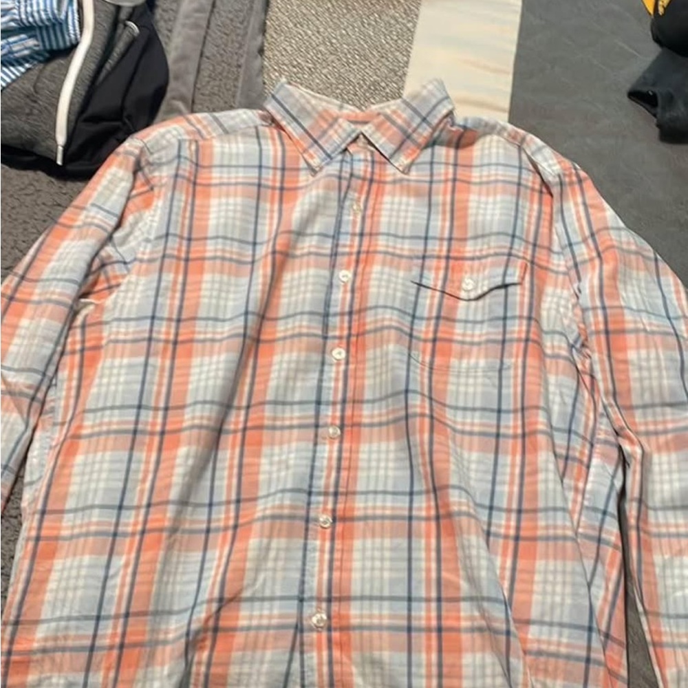 Vineyard Vines Orange and Blue Plaid Shirt